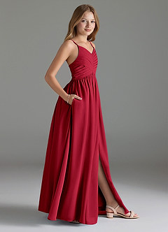 Azazie Alia Junior Dusty Rose A-Line Pleated Chiffon Dress image3