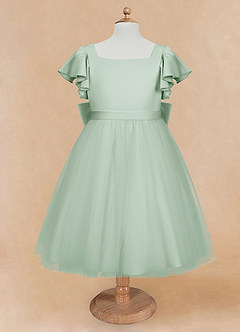 Azazie Kaeya Flower Girl Dresses Agave A-Line Bow Tulle Dress image5