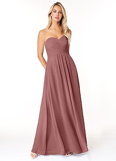 Azazie Yazmin Probar vestidos en casa Vestido de Rosa Del Desierto de Gasa de Corte en A Convertible con Escote de Corazón image1