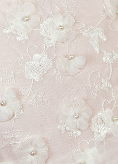 Azazie Darcey Flower Girl Dresses Diamond White Blushing Pink A-Line Lace Dress image7