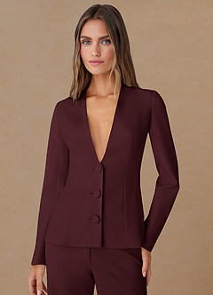 front Elara Cabernet Blazer tailleur à tissage raffiné