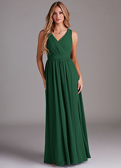 Azazie Kingsley Bridesmaid Dresses Dark Green A-Line Lace Chiffon Dress image1