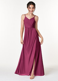 Azazie Luxy Junior Mulberry Pleated Mesh Dress image1