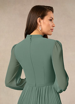 Azazie Adellah Mother of the Bride Dresses Eucalyptus A-Line Pleated Chiffon Dress image4