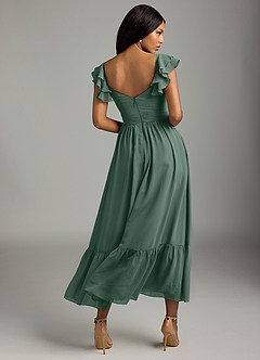 Azazie Anaya Bridesmaid Dresses Sea Moss A-Line Pleated Chiffon Dress image5