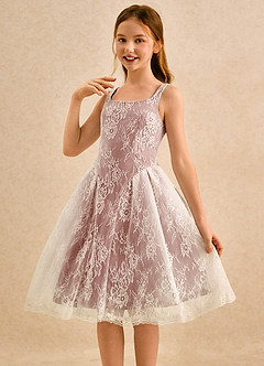 Azazie Cubbie Girls Formal Flower Girl Dresses Cedar Rose A-Line Lace Dress image3