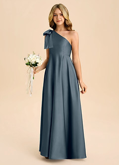 Azazie Penguin Junior Abito A-Line in Raso Elasticizzato Fiocco Crepuscolo image5