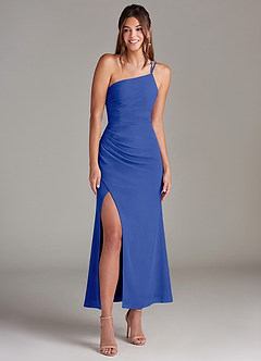 Azazie Eren Robes de demoiselle d'honneur Robe Sirène en Mousseline de soie Une épaule Bleu Roi image3