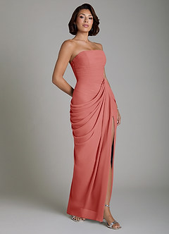 Azazie Nyra Brautjungfernkleider Etui Korsett Chiffon Kleid Antike Rose image7