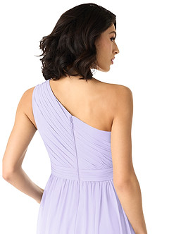 Azazie Mathilda Bridesmaid Dresses Lilac A-Line One Shoulder Chiffon Dress image5