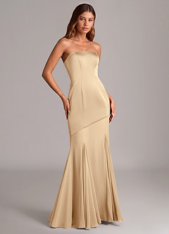 Azazie Uma Bridesmaid Dresses Champagne Mermaid Strapless Chiffon Convertible Dress image3