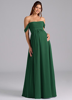 Azazie Saige Maternity Bridesmaid Dresses A-Line Pleated Chiffon Floor-Length Dress image3