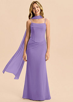 Azazie Sorrel Junior Meerjungfrau-Linie Plissee Chiffon Kleid Tahiti image4