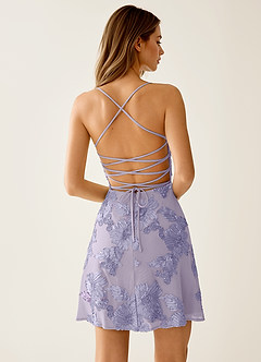 Lysandra Pale Purple Stretch 3D Flowers Corset Mini Dress image7