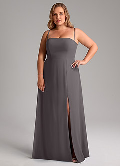 Azazie Wren Bridesmaid Dresses Steel Grey A-Line Side Slit Chiffon Convertible Dress image14
