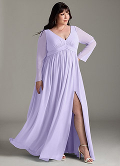 Azazie Teton Maternity Bridesmaid Dresses A-Line Long Sleeve Chiffon Floor-Length Dress image11