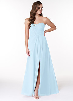 Azazie Arabella Allure Vestidos de damas de honor Vestido de Azul Cielo de Gasa de Corte en A Convertible con Escote de Corazón image1
