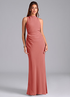 Azazie Evadne Suknie dla druhen Osłona Pofałdowany Szyfon Do ziemi Sukienka image3