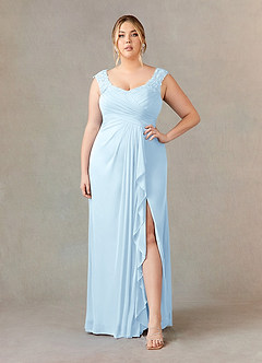 Azazie Edelin Mother of the Bride Dresses Sky Blue A-Line Sweetheart Neckline Pleated Mesh Dress image8
