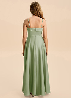 Azazie Aria Junior Dusty Sage A-Line Pleated Stretch Satin Dress image2