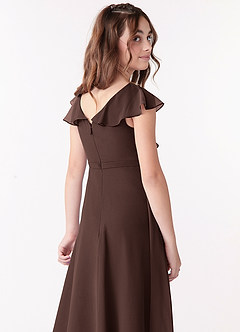 Azazie Posie Junior Ganache A-Line Ruched Chiffon Dress image5