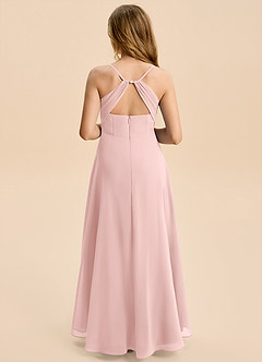 Azazie Gia Junior Powder Pink A-Line Pleated Chiffon Dress image2