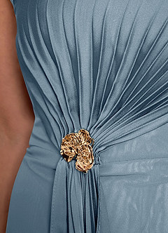 Azazie Dinanta Mother of the Bride Dresses Dusty Blue Column Pleated Chiffon Dress image8