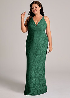 Azazie Tianna Brudtärnklänningar Klä av Tubklänning i Blommig Utbrändhet Spets Mörkgrön image10