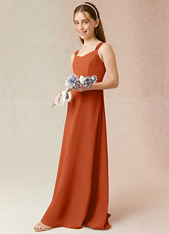 Azazie Denice Junior Burnt Orange A-Line Chiffon Dress image5