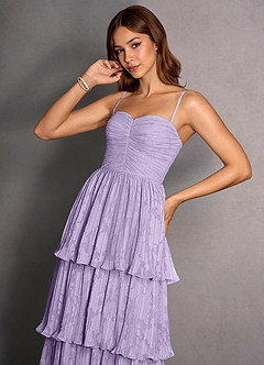 Jessamine Lilas Robe de bal trapèze à volants en dentelle image4