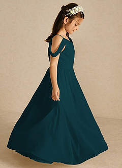 Azazie Chelle Flower Girl Dresses Pine A-Line Pleated Chiffon Dress image4