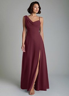 Azazie True Bridesmaid Dresses Cabernet A-Line Pleated Chiffon Dress image5