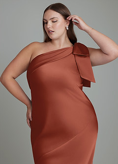 Azazie Yuanna Bridesmaid Dresses Auburn Mermaid One Shoulder Stretch Satin Dress image10