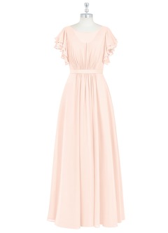Azazie Daphne Modest Bridesmaid Dresses A-Line Ruffled Chiffon Floor-Length Dress image34