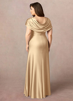 Azazie Branford vestidos de madre de la novia Vestido de Champán de Satén Elástico de Corte en A con Plisado image10