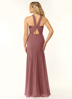 Azazie Rue Bridesmaid Dresses Desert Rose A-Line Halter Chiffon Dress image3