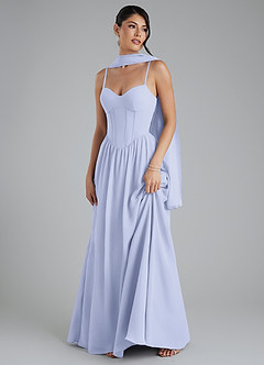 Azazie Alisha Robes de demoiselle d'honneur Robe Trapèze en Mousseline de soie Corset Lavande image5