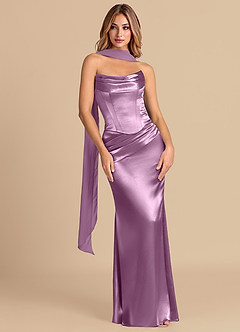 Azazie Sorrel Robes de demoiselle d'honneur Robe Sirène Convertible en Satiné métallisé Corset Glycine image3
