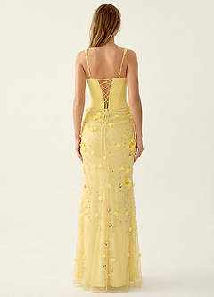 Belinda Yellow 3D Flowers Corset Lace Up Back Mermaid Prom Dress image2