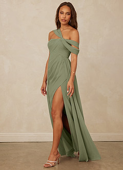 Christian Siriano Bridal for Azazie 1014 Bridesmaid Dresses Pistachio A-Line Off the Shoulder Chiffon Dress image8