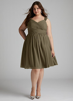 Azazie Angie Bridesmaid Dresses Willow Green A-Line Corset Chiffon Dress image11