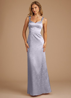 Azazie Denice Bridesmaid Dresses Pebble Floral Jacquard Sheath Pleated Floral Jacquard Dress image1