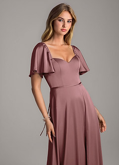 Azazie Chloe Bridesmaid Dresses Vintage Mauve A-Line Sweetheart Neckline Stretch Satin Dress image6
