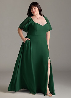 Azazie Chloe Bridesmaid Dresses Dark Green A-Line Sweetheart Neckline Chiffon Dress image10