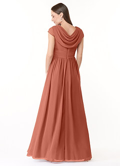 Azazie Organa Bridesmaid Dresses Clay A-Line Pleated Chiffon Dress image2