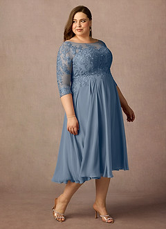 Azazie Marge Brudens mor kjoler A-Line Scoop Blonde Chiffon Te-længde Kjole image10