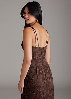 Azazie Leo Bridesmaid Dresses Ganache Sheath Pleated Floral Burnout Dress image6