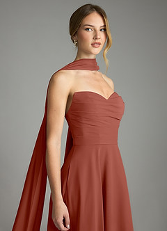 Azazie Ayla Abiti da Damigella Abito A-Line in Chiffon Scollo a Cuore Auburn image7