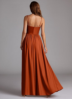 Azazie Calianna Bridesmaid Dresses Paprika A-Line Off the Shoulder Stretch Satin Convertible Dress image4