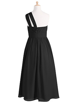 Azazie Molly Junior Vestido Preto de Chiffon de Linha A com Plissado image8